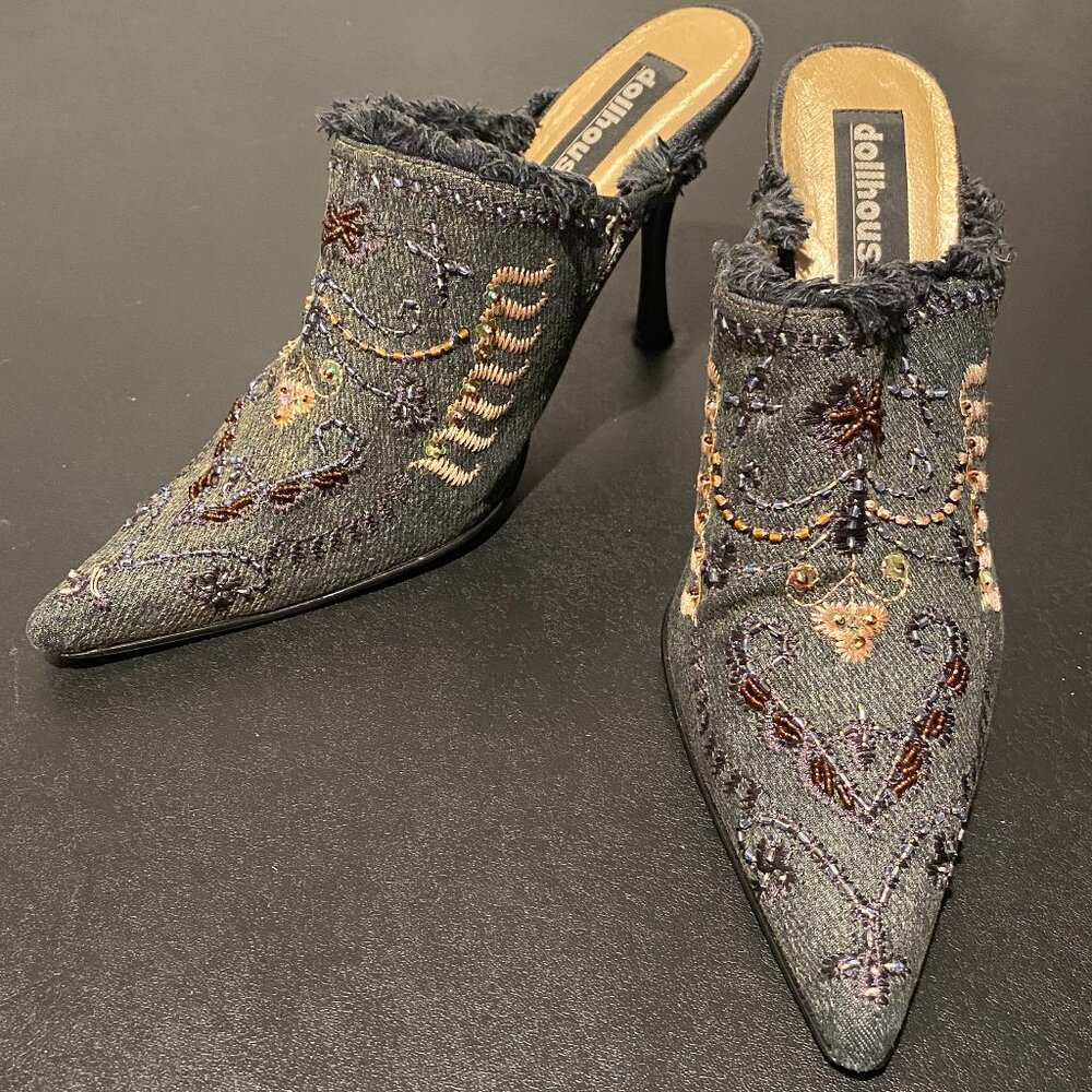 Dollhouse Mules Size 9 Charcoal